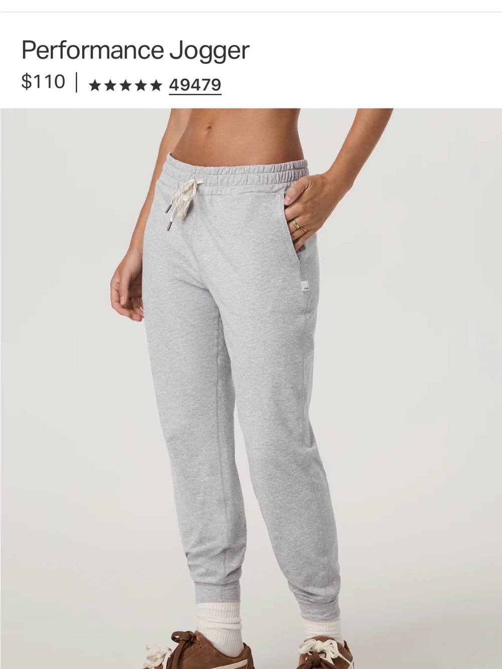 Vuori Light Gray Performance Jogger
